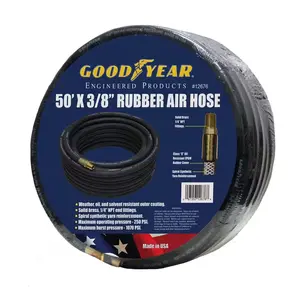 NEW 3/8 in. x 50 ft. Heavy-Duty Rubber Air Hose – Flexible & Durable Performance Goodyear