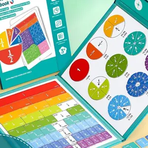 Magnetic Fraction Book for Kids,Montessori Math Manipulatives with Tiles & Circles,Hands-On Learning Games for Elementary School,Math Puzzle Learning Building Block Set