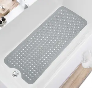 Extra Large Bathtub & Shower Mat 40x16 Inch, Non-Slip Bath Mat with Suction Cups & Drain Holes, Machine Washable Bathroom Rug