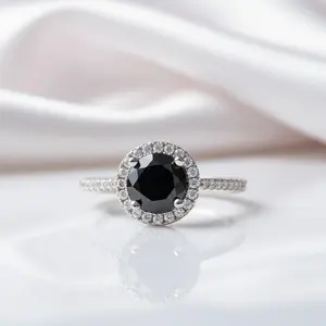 3.0 Ct Round Black Diamond Option Engagement Ring