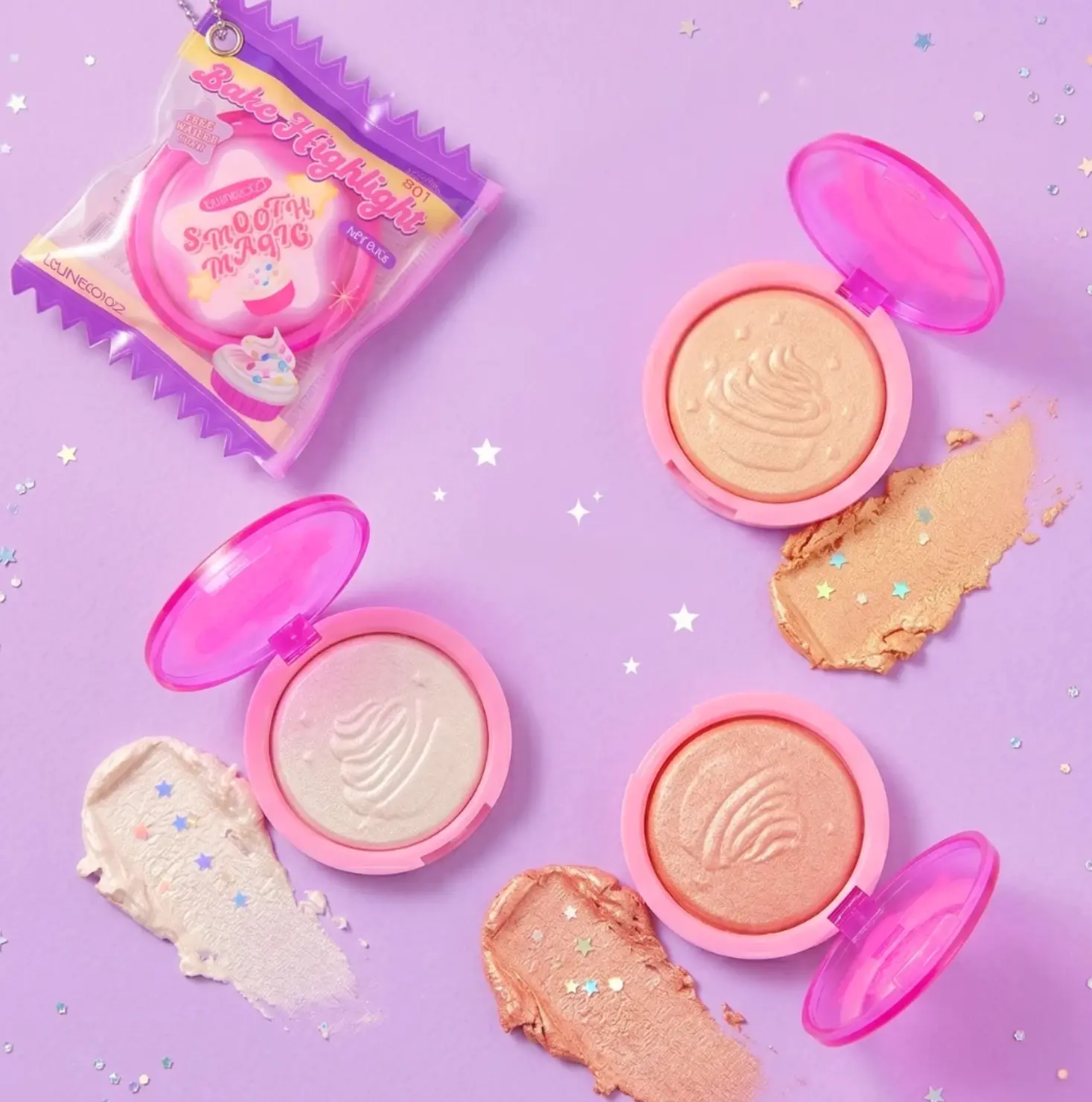Kevin & Coco Smooth Magic Bake Highlighter, Face Luminizer for Glowing Makeup Finish