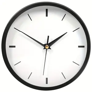 Silent 8 Inch Stainless Steel Wall Clock - Black, Round ClockLiving Room Clock/office Clock/battery Operated/bedroom Decor And Accessories,Party Gifts