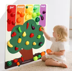 Mimiblooms Play Food Set with Cutting Fruits&Felt Tree Mat, Pretend Food Play Kitchen Accessories, Toy Kitchen Food Playset, Learning Toys