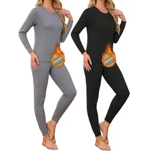 Women's Thermal Underwear 4 Packs Long Johns Double-Sided Fleece Lined Base Layer Top & Bottom Pajama for Cold Weather Essential Knitting Basic Minimalist