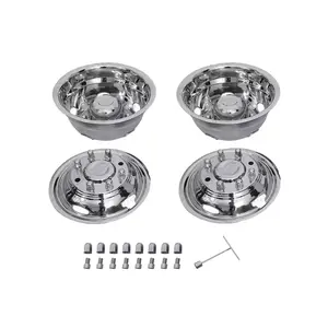 17" Polished Stainless Steel Dual Wheel Simulators 8 Lugs for 2011-2025 Chevy Silverado 3500 HD Truck