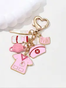 Nurse Theme Alloy Pendant, Keychain with Love Mask Thermometer Nurse Cap Clothes Medicine Bottle, Perfect International Nurses Day Gift
