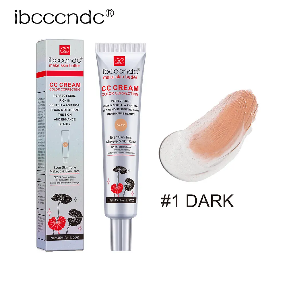 ibcccndc Color Correcting CC Cream, Lightweight Moisturizing Foundation, Hydrating Makeup Cream for Natural-Looking Coverage, Helps Even Skin Tone, SPF 25, 45ml, Dark Shade