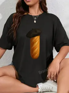 100% Cotton Baguette with Beret Funny French Bread Parisian T-Shirt