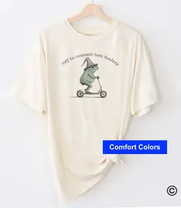 Comfort Colors Off to Commit Tom Foolery Frog T-shirt, Weirdcore Sayings Unique Tshirt Tee Adults Men Women Meme Graphic Sarcastic, Funny Graphic Tees