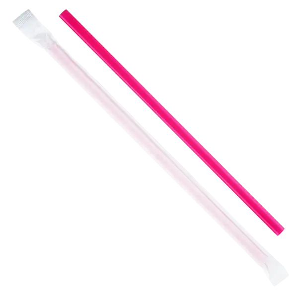 [2,500 ct] Giant Straws | Individually Wrapped | Pink (0.31" x 9")