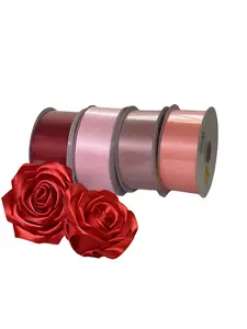 Unwired Double Faced Satin Ribbon for Forever Roses Mums Bouquets and Crafts in Elegant Colors- 1.5"X25yd