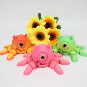 3D Printed Alien One-Eyed Squid Toy, Colorful Six-Legged Squid, Cute Funny Alien Doll, Party Gift, Christmas, Halloween, Thanksgiving