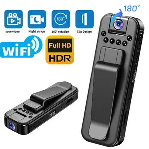 Wearable Body Camera 2.4G WiFi 180 Rotatable Lens  HD Recording Camera for Sports Recording Warehouse Office Home Use, 90 Mins Battery Life, 128G Max Support, Multifunctional Mini Cam for Sport Outdoor Recording