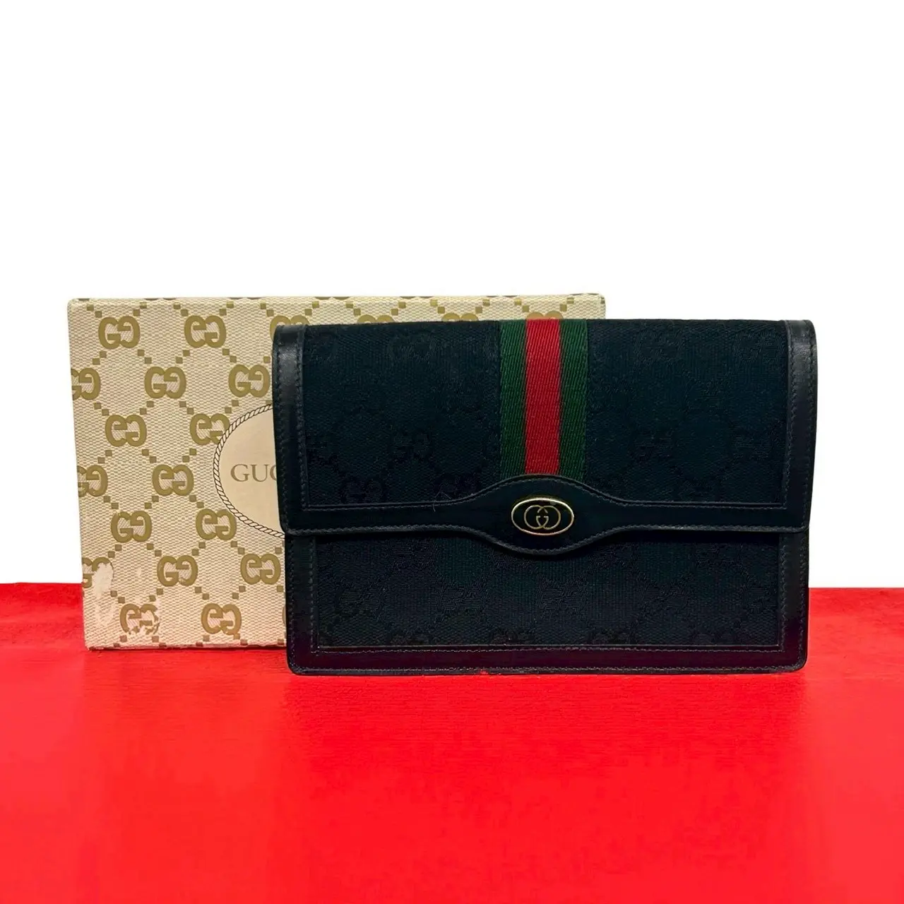 Pre-owned GUCCI Canvas Small Leather Goods GG Leather Pouch