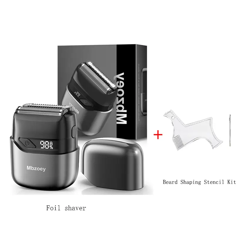 [TikTokShopBlackFriday]Mbzoey Mini Mens Electric Facial Shaver&Barber Kit Beard Shaper kit Compact Foil Groomer with Precision Titanium Blades, IPX7 Waterproof Rechargeable USB Shaver, Wet Dry Use, LED Fast Charging, Travel-Friendly for Smooth Shaves,