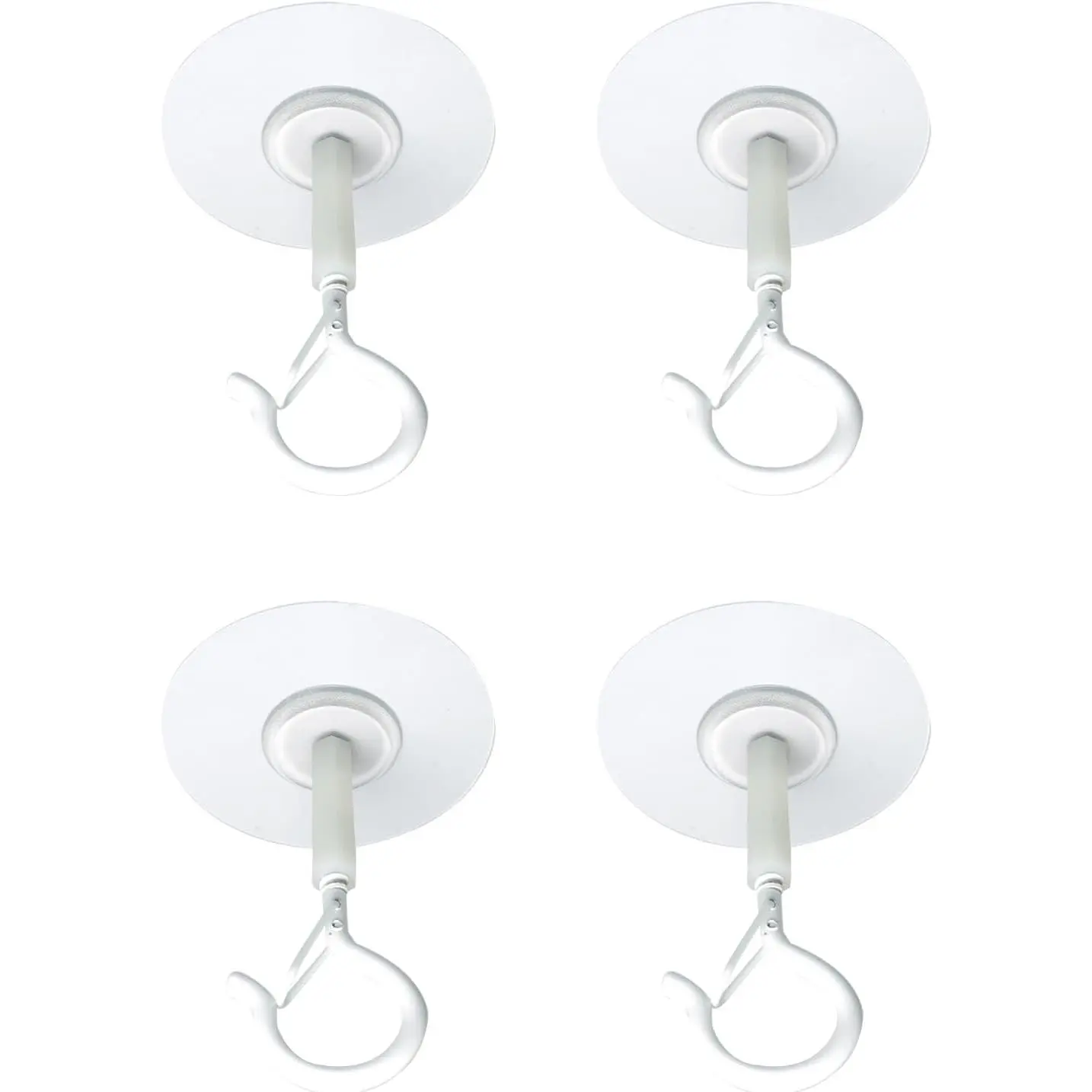 4PCS Self Adhesive Ceiling Hooks with Locking Clip Windproof Hooks Hooks for Hanging Lanterns Plants Wind Chimes String Lights Mosquito Netting White