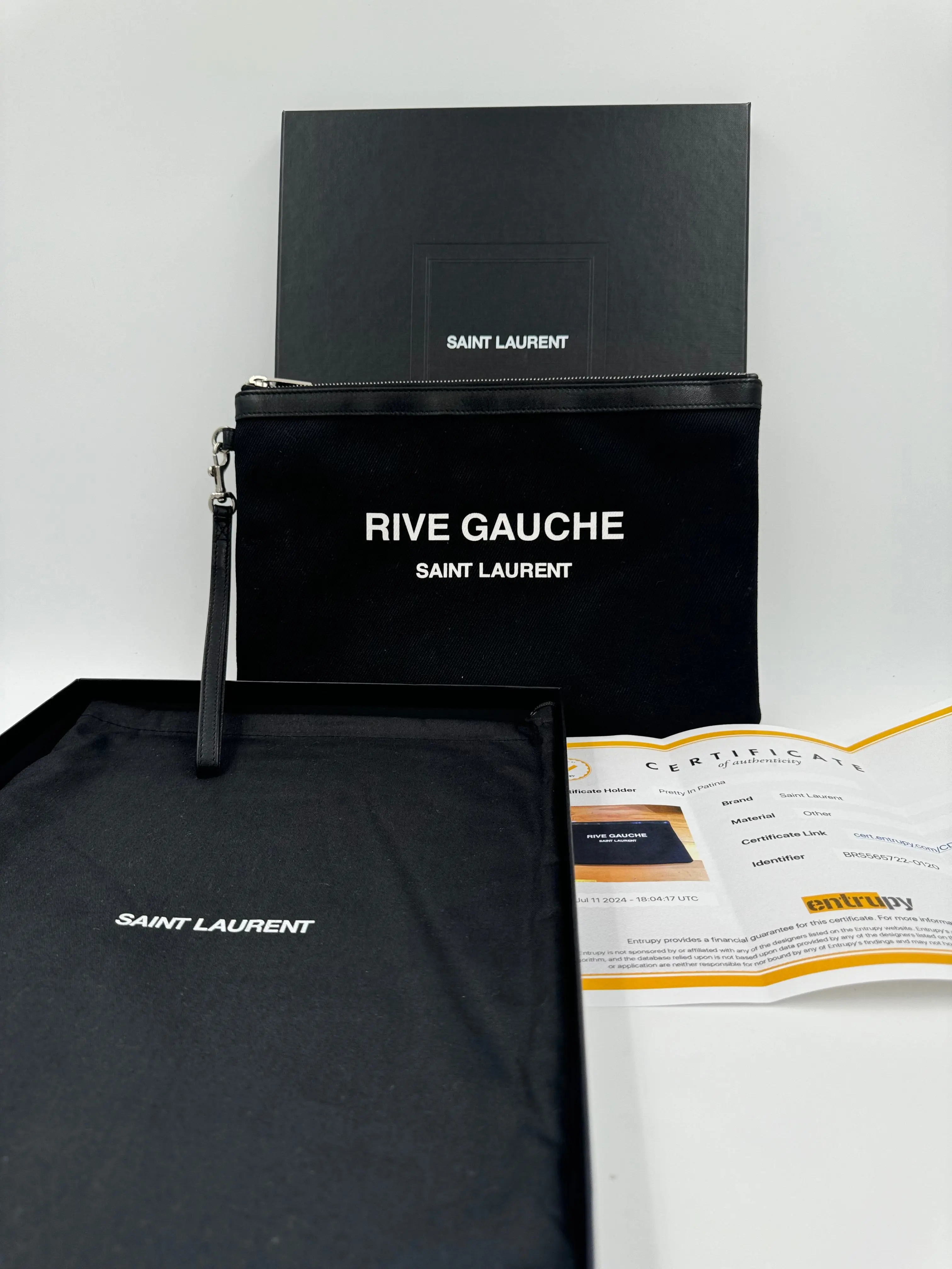 Pre-owned Yves Saint Laurent custom Clutches & Wristlets YSL Saint Laurent Rive Gauche canvas wristlet