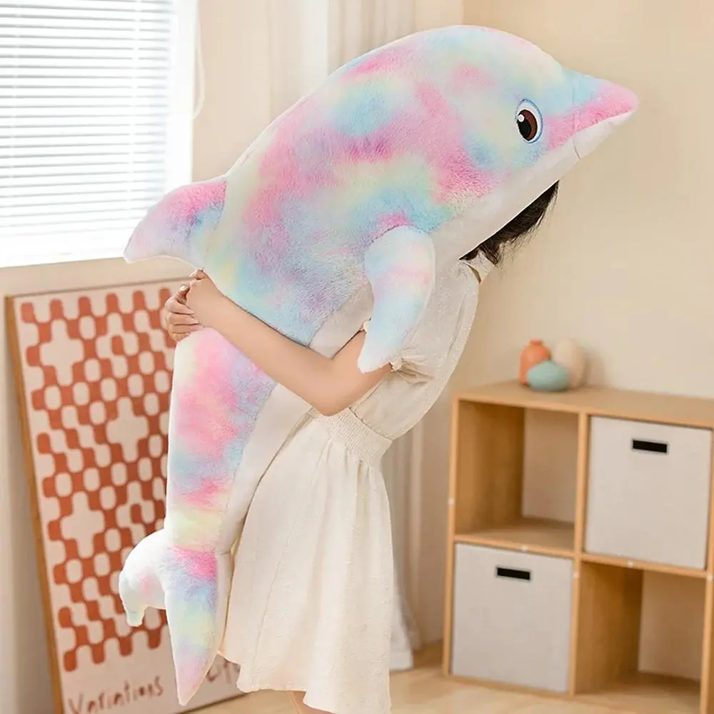 50cm Unisex Cute Animal Soft Plush Dolphin Toy, Fluffy Look Stuffed Animal Throw Pillow Cushion, Cozy 10-12 Yrs Home Sofa-Bed Decoration Birthday Holiday Gift