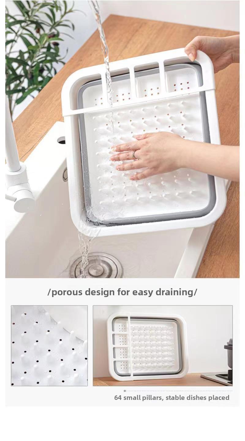 Foldable Dish Drying Rack, Portable Drying Basket, Utensil Storage Rack for Kitchen, RVs, and Camping