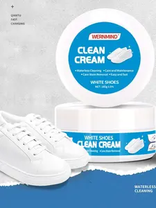 Multipurpose No-Wash White Shoe Cleaner Cream with Built-in Sponge for Leather Silicon Car Interiors 160g Mild Formula Gentle Non-Irritating Eco-Friendly