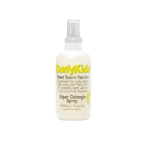 Curly Kids Super Detangle Spray for Curly Hair, 6 oz Haircare Product with Moisture Brush