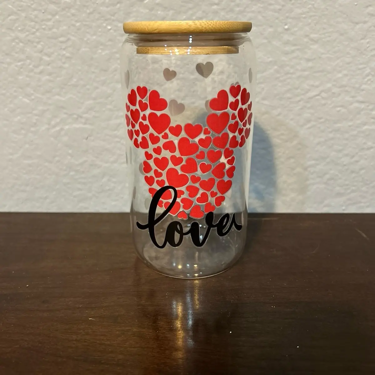 Mickey Valentine’s Day Glass Cup Tumbler