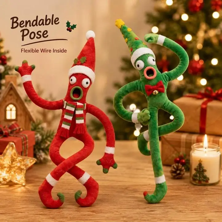 Christmas Plush Toy - Bendable Wire Poseable Ugly Cute Plush Elf Doll, Soft Fabric Christmas Tree Decor for Shelf, Desk & Holiday Party, Funny Christmas Gag Gift for Kids, Friends & Adults