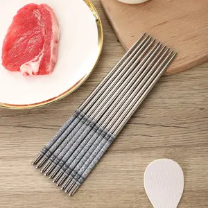 Stainless Steel Chopsticks, 5 Pairs Floral Pattern Durable Chopsticks, Chinese Style Chopsticks for Home Kitchen