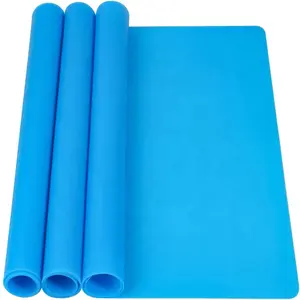 Silicone Mat Counter Protector Sheets for Crafts Heat Resistant 40 x 30 cm Blue Kitchen Coasters Tableware Cover