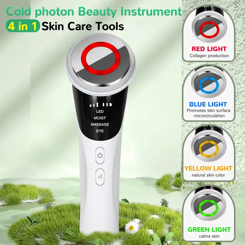 Cold Photon Beauty Instrument, 4-in-1 Facial Massager, Red Light
