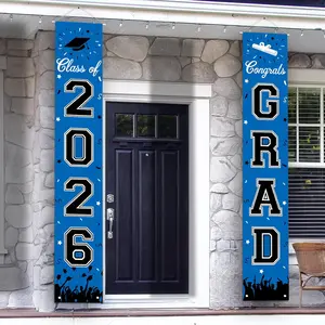 2026 Graduation Decorations, Graduation Banner Class of 2026, Hanging Congratulations/Congrats Grad Banner for Door and Porch, Party Decor - Blue180x30cm
