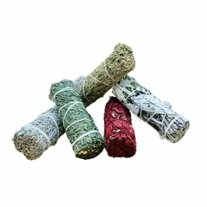 Intentions of Cleansing Protection and Grounding Sage Smudging Pack (Set of 5 Sage Bundles) - Plants Aroma Fragrance Scented Perfume Freshener