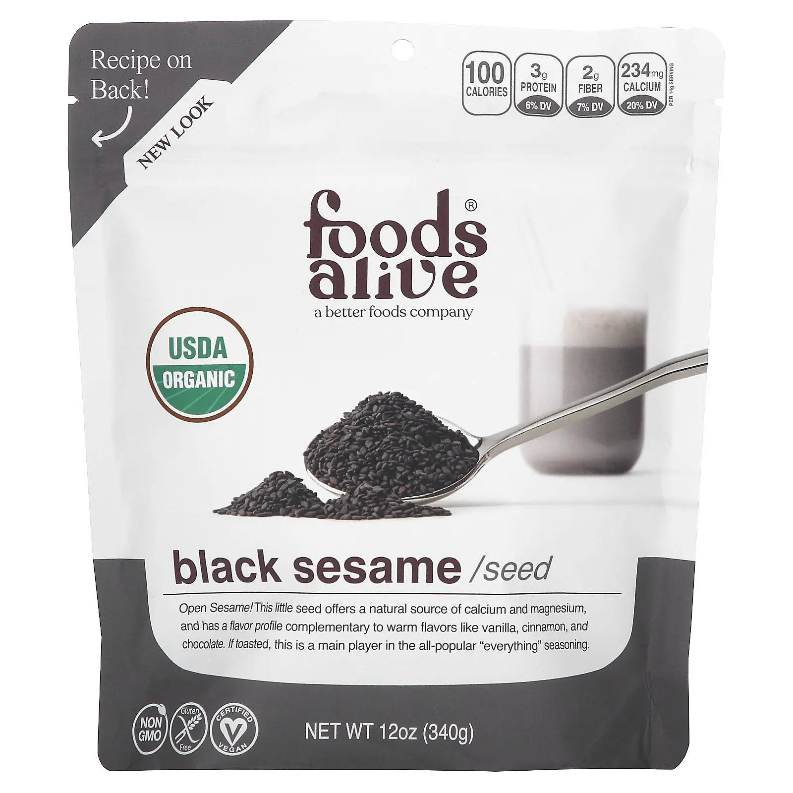 Foods Alive Organic Black Sesame Seed, 12 oz (340 g)