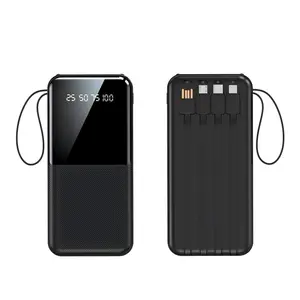 10000mAh Portable Power Bank – 20W Fast Charging with Built-in Cables for Smartphones, Tablets & USB-C Devices – Travel-Friendly Rechargeable Battery Pack