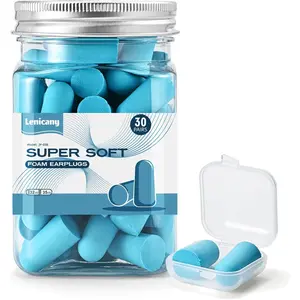 30Pair Soft Foam EarPlugs, 32dB Disposable Sound Blocking Noise Cancelling Ear Plugs for Sleeping/Concerts Loud Music/Shooting Guns/Work Construction, Hearing Safety Protection (Blue)