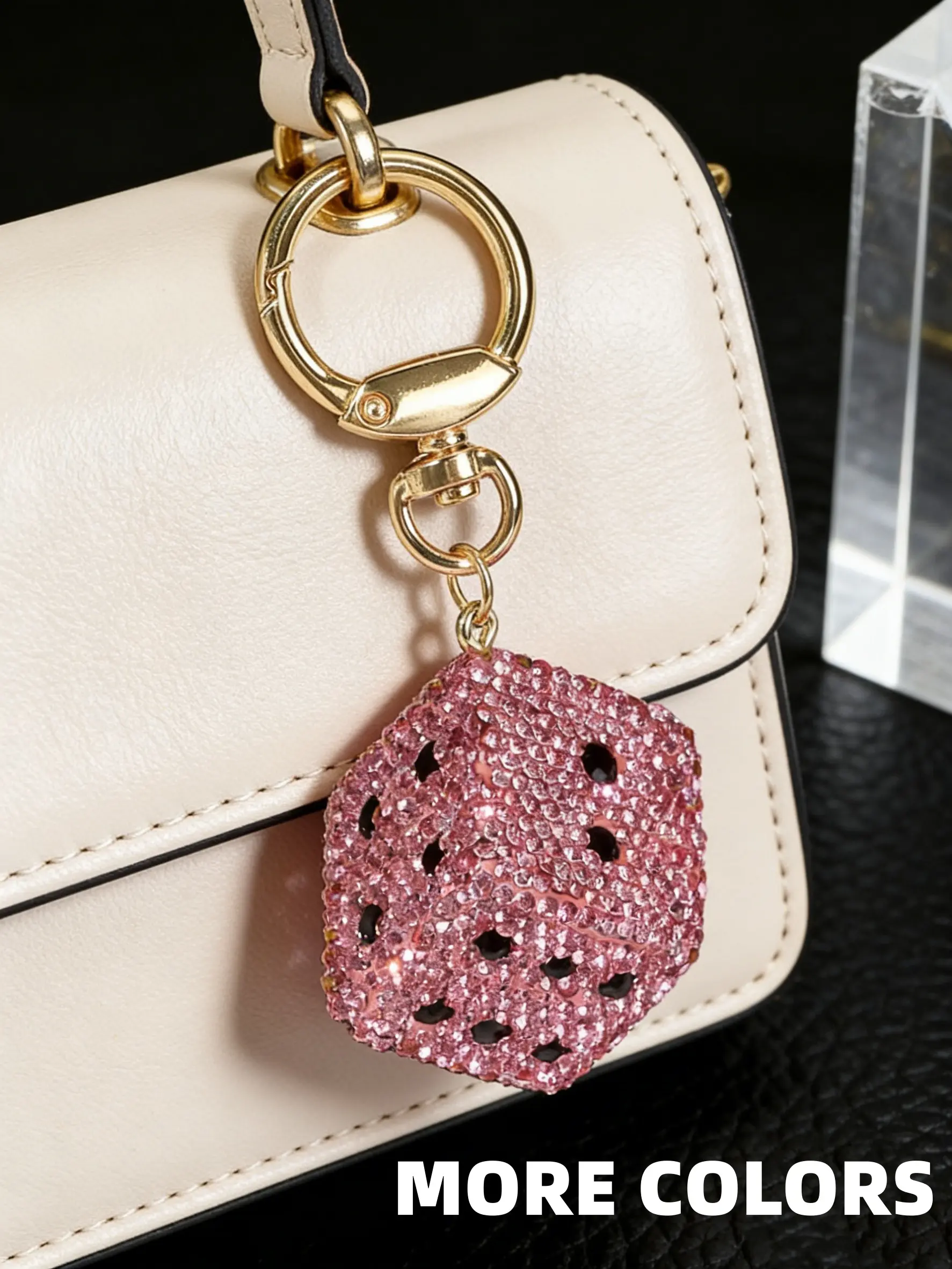 1 pcs Unique Dice Shape Rhinestone Keychain Gift for Graduation & Back-To-School, Casual Style Car Key Chain & Phone Strap for Women & Kids