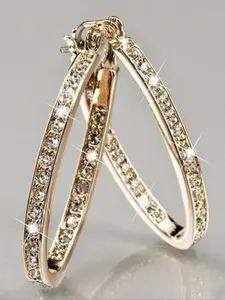Ladies' cubic zirconia ring earrings, jewelry for daily wear, fashionable and elegant accessories, perfect gift choice, Circle Shape Earrings