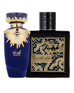 Lattafa Emaan & Lattafa Qaed Al Fursan Luxury Couple Perfume Bundle – Long-Lasting Arabian Fragrance, 100ml Each | TikTok Trending | Perfumes Arabia
