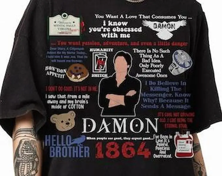 Damon Quotes Shirt,TVD Vampire , Damon Salvatore Quotes T-shirt, Vampire Shirt, Team Damon, Hello Brother Shirt Gift for Men and Women