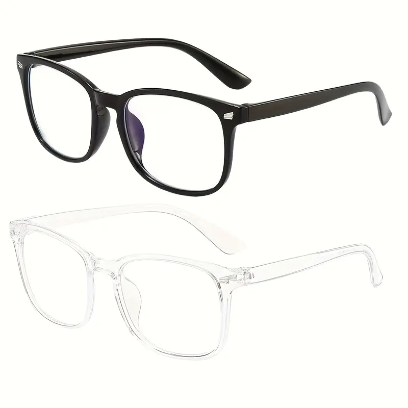 2 Pairs of Unisex Square Light Blue Computer Glasses - Anti-Blue Light Advanced Shading Glasses, And Anti- Retro Style led halloween mask