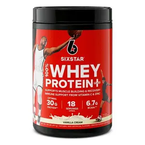 (W)Six Star Pro Nutrition 100% Whey Protein Powder Plus, 30g Protein, Vanilla Cream, 1.81 lbs
