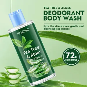 ROZINO Tea Tree & Aloe Deodorant Body Wash 300g Gentle Cleansing Formula with 72H Retention Delicate Foam Plant Extracts for Daily Use