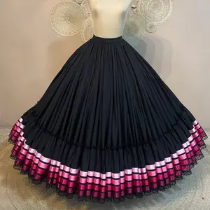 Hoja de Maiz Doble Vuelo Folklórico Practice Skirt – Black