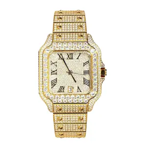 Moissanite Diamond Gold Tone Watch Automatic Stainless Steel Designer