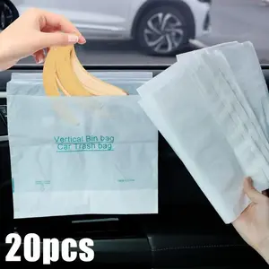 20pcs Car Disposable Sturdy Trash Bags Self-Adhesive Rubbish Holder Auto Interior Office Kitchen Garbage Storage Bag Accessories