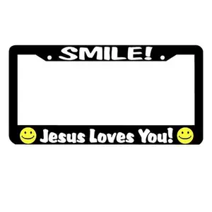 SMILE JESUS LOVES YOU CHRISTIAN License Plate Frame