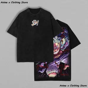 [Collection] Lufi Gear 5 Anime Graphic T-Shirt - Oversized Vintage Acid Wash Streetwear Tee - Premium 100% Cotton Heavyweight Sun God Nika Shirt - High Quality Vibrant DTG Print Anime Gift for Fans