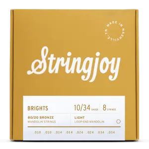 Stringjoy 10-34 Light Gauge Brights - 80/20 Bronze Mandolin Strings