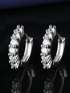 Elegant Moissanite Hoop Earrings for Women, S925 Silver Color, Sparkling Beach Party Jewelry, Ideal for All Seasons & Gifts, Elegant Minimalist Earrings