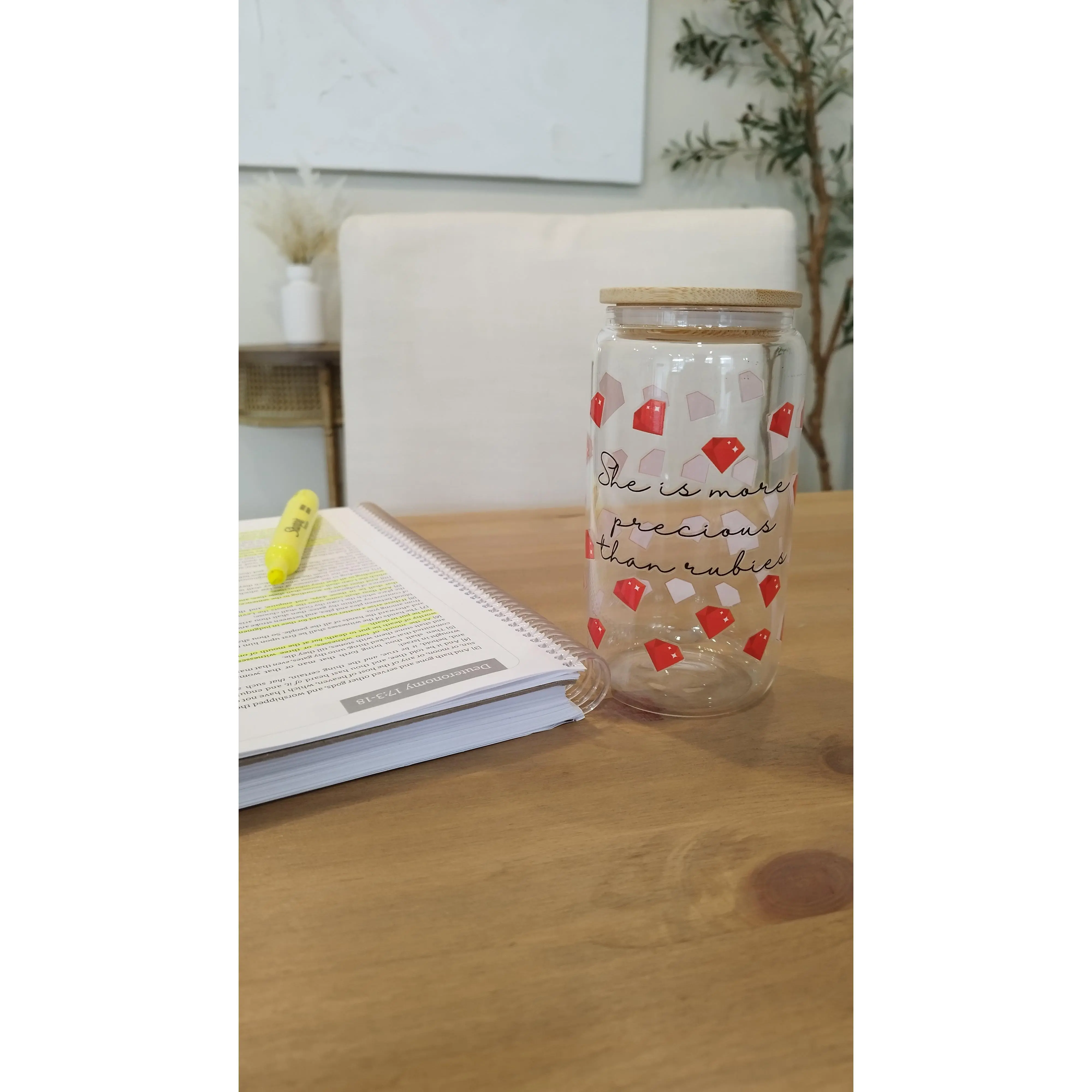 Proverbs 31 Glass Cup – Ruby Gem Crystal Drinkware Gift